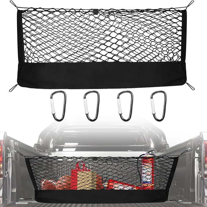 for Toyota Tacoma Envelope Style Truck Bed Cargo Net - Fits 2013-2024 2025 2026 Tacoma Accessories Cargo Net for Pickup Truck Bed - Heavy Duty Carabiners