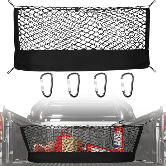 for Chevy Suburban, Cadillac Escalade, GMC Yukon XL Accessories Envelope Style Truck Bed Cargo Net for Pickup Truck Bed - Heavy Duty Carabiners