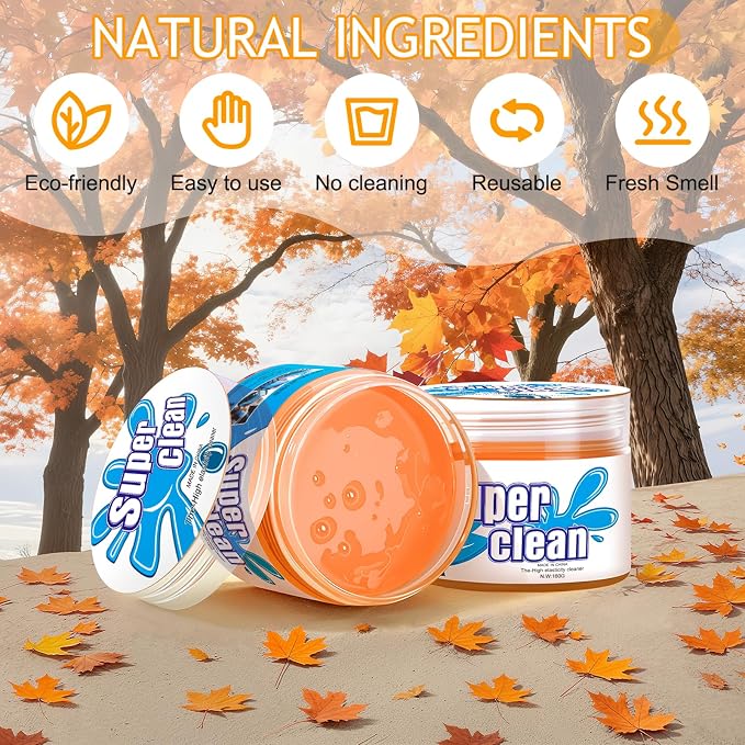 TeSabMi Car Cleaning Gel Car Cleaning Putty Car Putty Car Interior Cleaner Car Slime Car Detailing Kit Car Accessories Gifts for Men Women Stocking Stuffers Orange