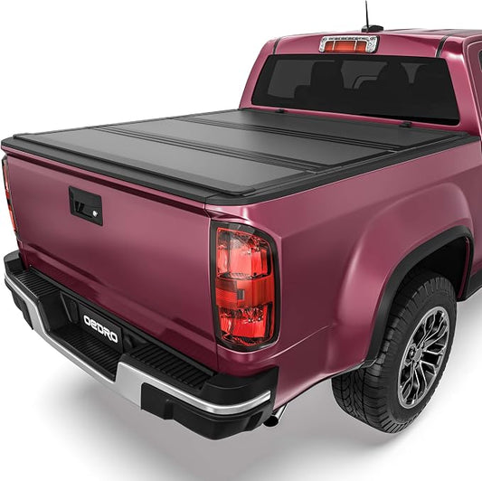 OEDRO Low-Profile Hard Tri-Fold Tonneau Cover Compatible with 2015-2026 Chevy Colorado/GMC Canyon 5.2ft Bed, One-Handed Quick Release, Drainage Design