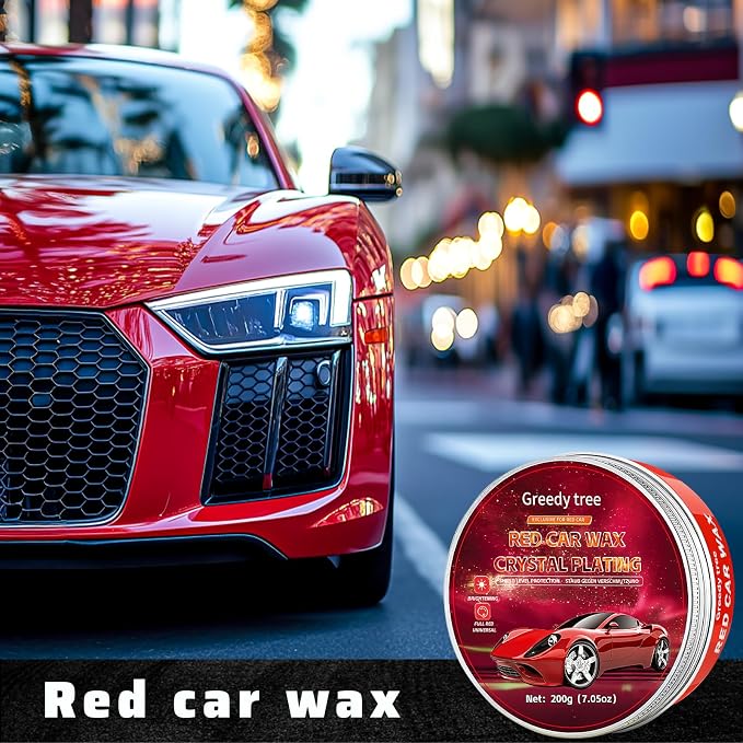 Car Paste Wax High Gloss Shine, Long Lasting Paint Protection, Superior Hydrophobic Water Repelling Properties, Natural Wax for Minor Scratch Repair and UV Protection, Safe for All Vehicles(Red)