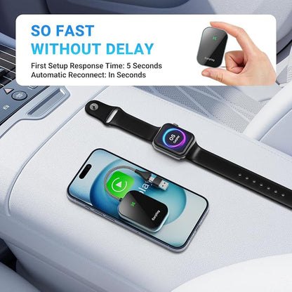 Apple CarPlay Wireless Adapter, Convert Factory Wired CarPlay to Wireless, Bluetooth CarPlay Adapter for iPhone, Auto Connect Plug & Play Supports USB-A & USB-C, Compatible with 2016+ Cars & iOS 10+