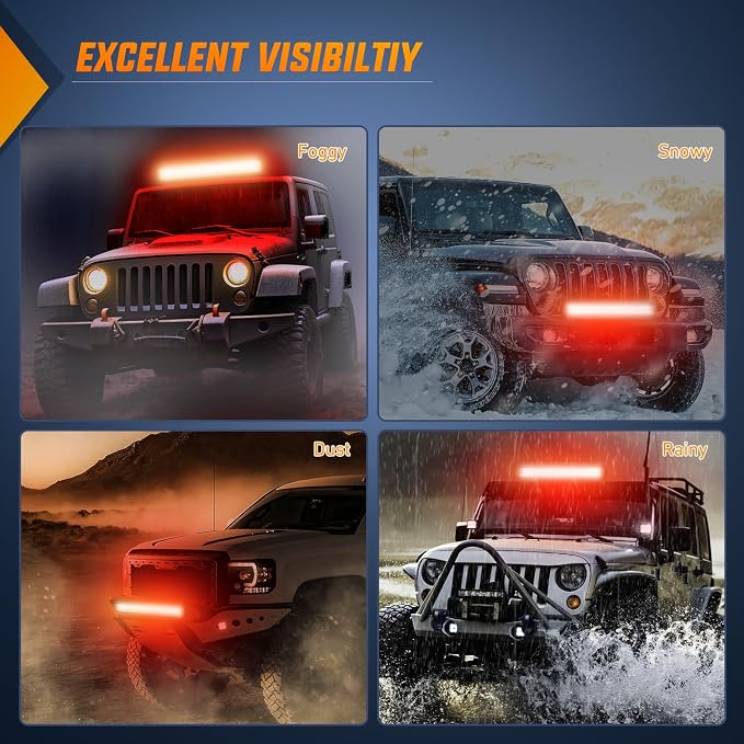 Nilight LED Light Bar 20 Inch 126W Spot Flood Combo Red Beam Off Road Lamp Fishing Hunting Emergency Deck Work Lighting for Trucks UTV Pick-up Van Boat Tractor