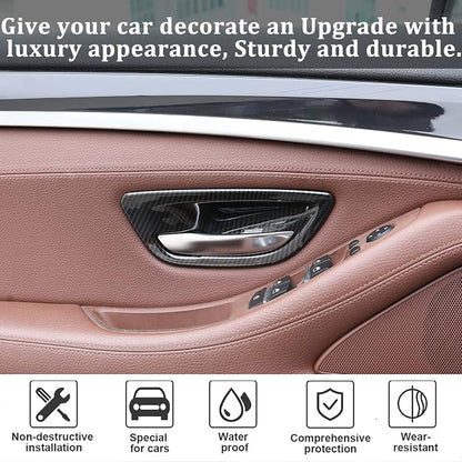 for BMW 5 Series F10 520 528 525 2011-2017 Carbon Fiber Style Car Interior Door Handle Bowl Cover Trim