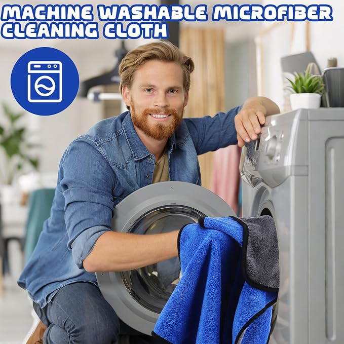 Tallew 50 Pcs Microfiber Towels:16"x16" Microfiber Drying Towels Bulk Micro Fiber Car Cleaning Cloth for Cars Drying Washing Polishing Office Windows Cleaning Household Supplies (Blue,Gray)