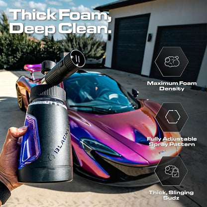 BLACKLINE® ULTRA Series Foam Cannon 3.0, Adjustable Snow Foam Lance for Pressure Washer, Heavy-Duty Car Wash Foam Cannon with 1/4" Quick Connect, Wide Mouth Bottle, High-Output Thick Foam Spray