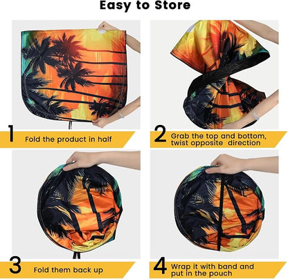 Windshield Sun Shade, Car Sun Shade Windshield, Reflector Sunshade Offers Ultimate Protection for Car Interior, Reflective Polyester Blocks Heat for Sedans, Mini SUVs, Hatchbacks - 57 x 31.5 inches