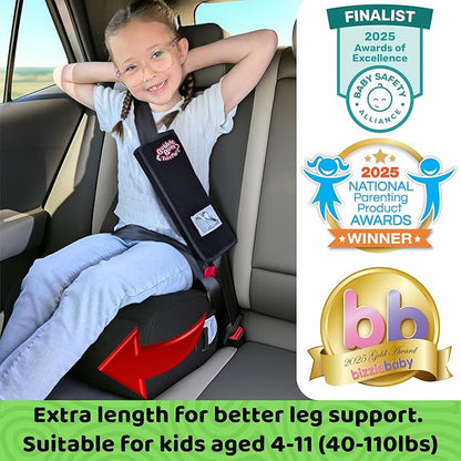 BubbleBum Teleport Backless Booster Car Seat, Kids Booster Seat for Car 40-100 lbs, Shrinks Down for Travel, Portable Carseat for Everyday Use and Foldable, 4 Year Old + Child/Toddler - Black