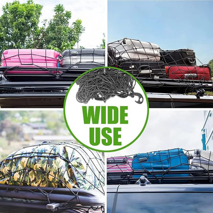 4' x 6' Cargo Net Stretches to 6' x 12', Heavy Duty Cargo Netting for Pickup Truck Bed, Roof Rack Net with Hooks Carabiners
