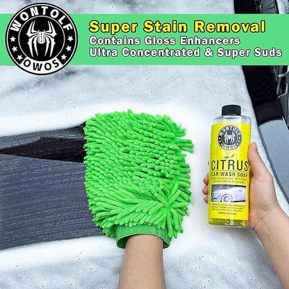 Wontolf Complete Car Wash Cleaning Kit, Car Interior Detailing Kit with Car Wash Soap, Interior Detailing Cleaner, Wheel Cleaner, Wheel Brush, Dying Towel, for Cars Trucks RVs SUVs