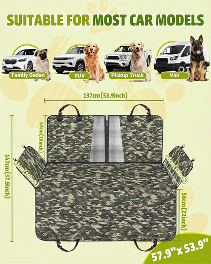 Dog Car Seat Cover, 600D Heavy Dute Durable Car Seat Cover for Dogs Pets, 100% Waterproof Scratch Proof Nonslip Dog Hammock for Cars, Seat Covers Protector with SeatBelt for Pet Sedan SUV Trucks