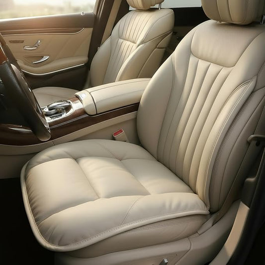 CORRIDOR Genuine Leather Seat Cushion for Car - Handmade - Relieve Hip, Pressure and Sciatica Pain - Ideal for Lower Back Pain - for Office Chair and Car Seat (Off White, Cushion)