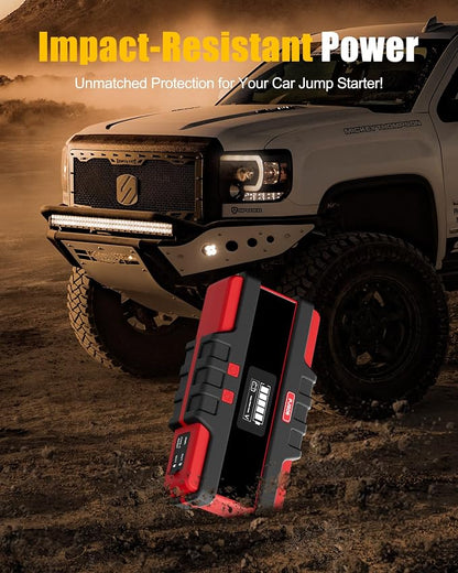Battery Jumper Starter Portable, 2500A (12V) - Portable Booster Pack with Voltage Detection & Protection for Gas/Diesel (Up to 8.0L/6.5L)