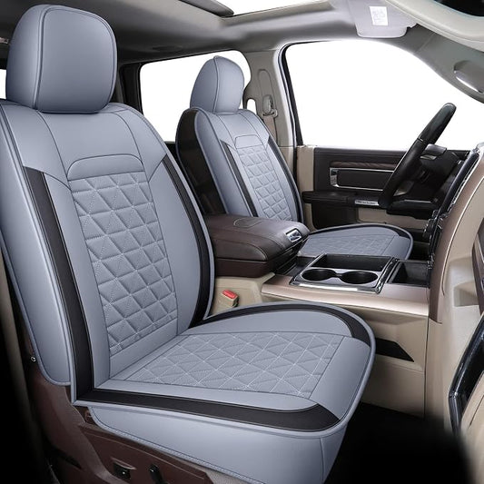 Coverado Gray Front Seat Covers for Dodge Ram, Waterproof Car Seat Covers for Truck Compatible with 2002-2026 Ram 1500 2500 3500 Crew Double Mega Quad Cab