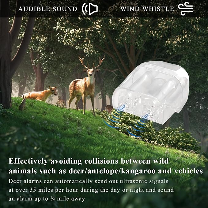 Yourkar 2 PCS Deer Whistles, Deer Warning Devices with Waterproof Adhesive Tapes, Car Save Deer Whistles Avoids Collisions Suitable for Vehicles, Trucks, SUVs, Car Accessories (Transparent)