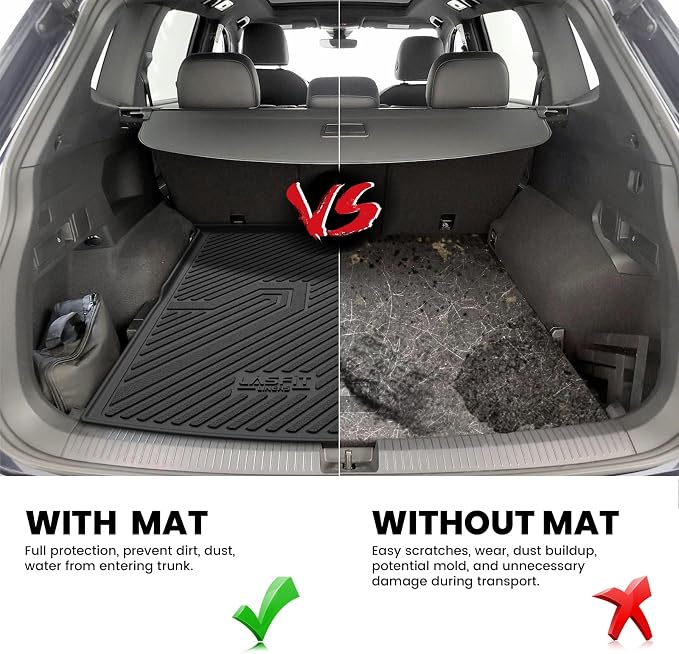 LASFIT 3D Custom Fit Trunk Cargo Mat for Volkswagen VW2018-2024(Fit 5 Seats), All Weather Protection Premium TPE Trunk Mat Trunk Liner Trunk Tray Cargo Liner, Easy to Clean