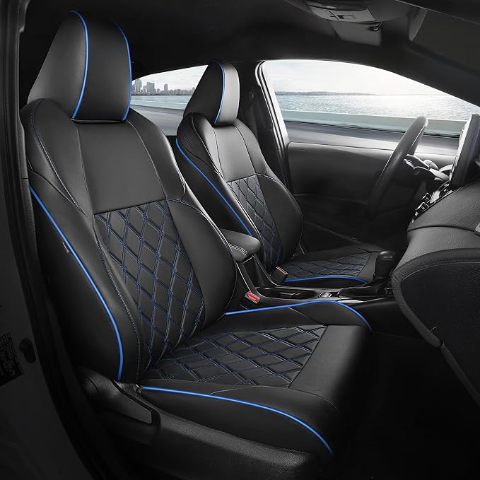 FREESOO for Toyota Corolla Seat Covers 2020-2026 SE/SE Apex Nightshade & 2023-2025 XSE & 2025 FX, Custom Car Seat Covers, Leather Car Seat Cover, Waterproof Seat Covers for Cars, Black Blue Full Set