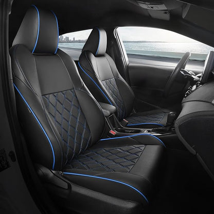 FREESOO for Toyota Corolla Seat Covers 2020-2026 SE/SE Apex Nightshade & 2023-2025 XSE & 2025 FX, Custom Car Seat Covers, Leather Car Seat Cover, Waterproof Seat Covers for Cars, Black Blue Full Set