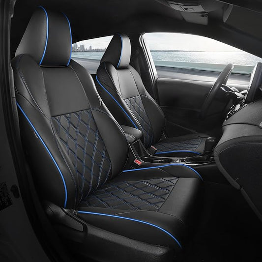 FREESOO for Toyota Corolla Seat Covers 2020-2026 SE/SE Apex Nightshade & 2023-2025 XSE & 2025 FX, Custom Car Seat Covers, Leather Car Seat Cover, Waterproof Seat Covers for Cars, Black Blue Full Set