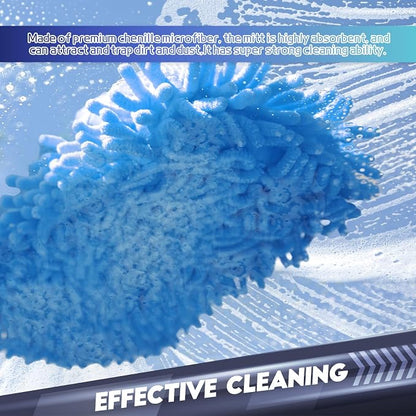 wuyaoyao 2PCS Car Wash Mitt, 10.14"×7.12" Chenille Microfiber Car Wash Mitts, Scratch-Free & Lint-Free, Absorbent Double Sided Clean Glove for Cars Cleaning, Auto Cleaning Supplies (Sky Blue)