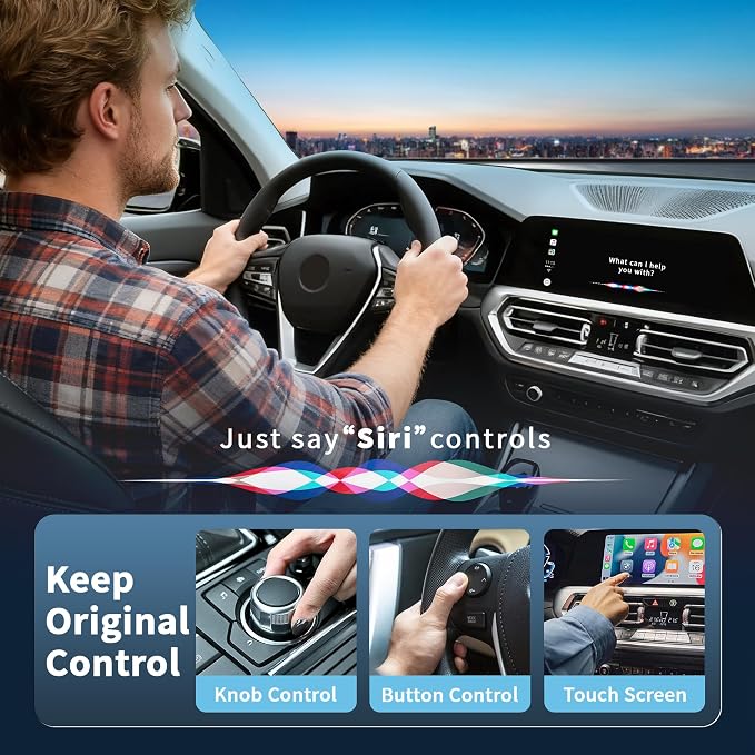 2026 Upgraded Wireless CarPlay Adapter for iPhone, Compact Mini Metal Shell Design Small Size, (New Update) Plug and Play, Fast and Stable Connection CarPlay Adapter for Apple iOS ＆Android (Navy Blue)