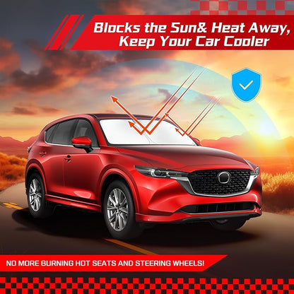 ARISMOTOR Windshield Sun Shade for Mazda CX5 2017-2025 2026, Custom Fit Foldable Front Window Sunshade Sun Visor Protector, Block UV Rays Keep Your Car Cooler