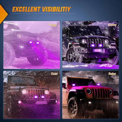 Nilight 4 Inch LED Light Pods Purple Spot Beam Driving Decoration Neon Bar 2PCS 18W Off Road 12V 24V Lighting for Truck ATV UTV SUV RV Pick-up Van Boat
