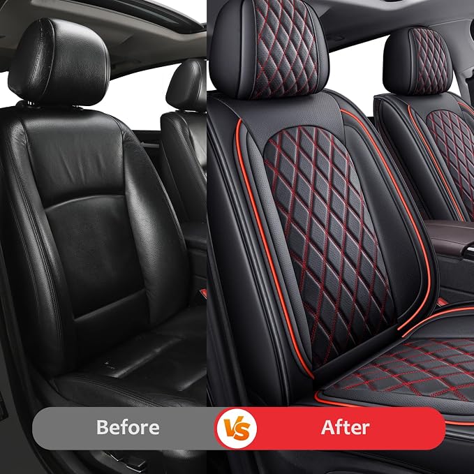 MIROZO Front Seat Covers for Ram,Waterproof Truck Seat Cover Compatible with 2009-2026 RAM 1500/2500/3500 Crew Quad Cab, Car Seat Protector Pickup Cushions (2 PCS Front,Black and Red)