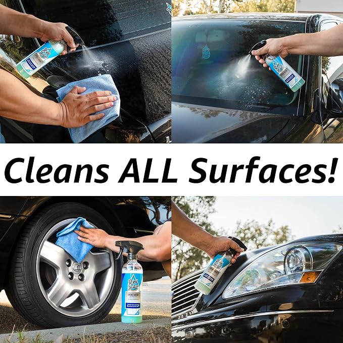 Rev Auto Waterless Car Wash Kit - Cleans Vehicles Without Water Source/Includes Two 16oz Waterless Wash Spray Cleaner and Microfiber Towels | Car Exterior Cleaner | No Rinse Car Wash Cleaning Spray