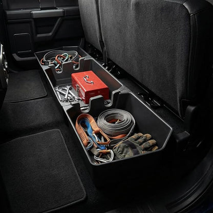 Rear Underseat Storage Box for 2015-2025 Ford F-150 & 2017-2025 Ford F-250 F-350 F-450 F-550 Super Duty, Heavy-Duty Back Seat Organizer with Dividers, Non-Slip Waterproof Truck Under Seat Storage