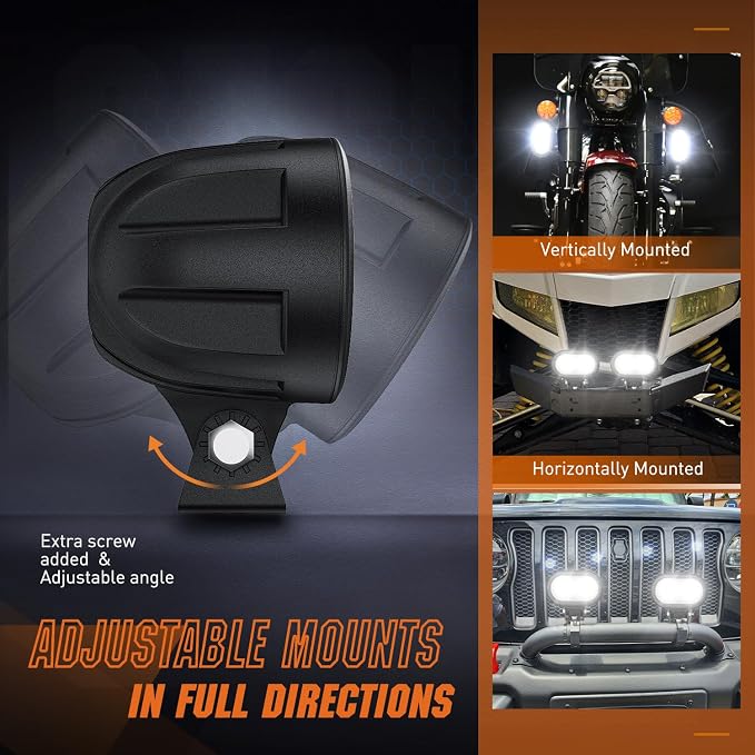 Nilight 2 PCS 4 Inch Motorcycle LED Pods 2100LM Built-in EMC Driving Light Super Spotlight Offroad Fog Lights w/ 16AWG DT Wiring Kit for Motorbike SUV ATV Truck Boat Tractor Forklift