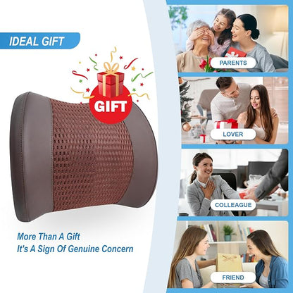Lofty Aim Memory Foam Lumbar Support Cushion Relieves Lower Back Pain for Car Seat, Office Chair, and Wheelchair, 4D Mesh, Brown