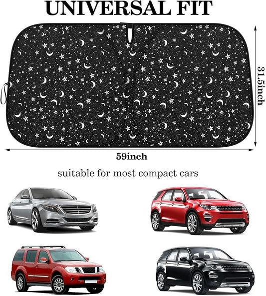 Woanger Windshield Sun Shade Foldable Car Front Window Covers for Car Accessories Sun Heat UV Rays Visor Protector Protection for Universal Cars SUV Truck (Starry Night)