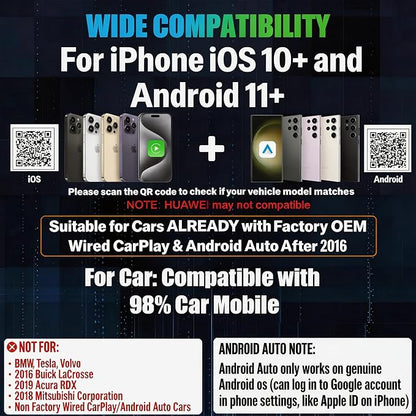 2026 Upgraded 2in1 Wireless Carplay Adapter for Apple iPhone,Android Auto Carplay Adapter,Bluetooth,WiFi Dual Core,Mini Car Play Adapter USB &Type-c Dongle,Smaller,Fast,Stable,No Delay