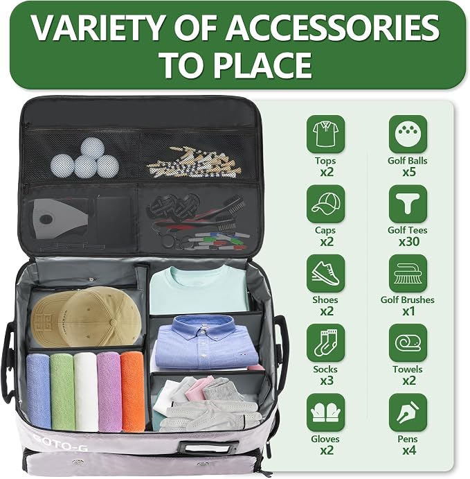 3 Layer Golf Trunk Organizer - Large Capacity Golf Trunk Organizer for 2 Pair Size 13 Shoes, Gifts for Men for Accessories, Balls, Tees, Clothes, Gloves