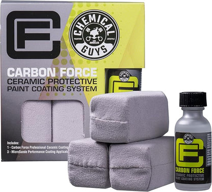 Chemical Guys Carbon Force Ceramic Protective Paint Coating System, Professional-Grade Protection, Gloss and Durability, Ceramic Coating Kit with 3 Microsuede Applicators, 1 fl oz