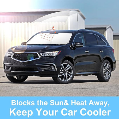 TINGLU Sun Shade for Acura MDX 2014-2020 Accessories Windshield Sun Shade Window Shade UV Rays Protection Sun Visor Cover with Steering Wheel Sunshade Storage Bag