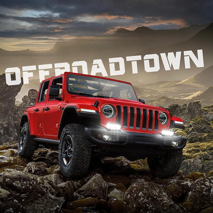 OFFROADTOWN 7inch LED Light Bars LED Pods Off Road Fog Driving Lights Side Shooter Cube with Black Red Blue Side Cover for Truck ATV UTV Motorcycle Pickup Boat