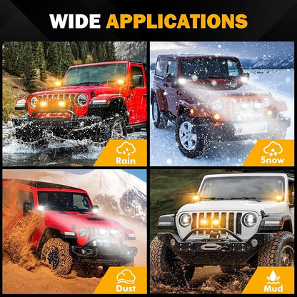 Auxbeam 4 Inch 240W LED Pods, Amber White Fog Light 6 Modes Strobe Lights for Work Truck, Dual Color Combo Offroad Driving Light for Jeep ATV Utv Car, 4 Packs