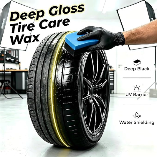 Shiny Black Tire Renovator, The Perfect Deep Black Shine - Long Lasting Car Tire Dressing - No Sling & Dry to Touch, 17.64 Oz Kit with Applicator and waxing Gloves