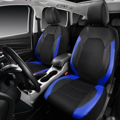 CAR PASS Leather seat Covers,Automotive Universal Sport car seat Cover Super 5mm Composite Sponge Inside,Airbag Compatible fits Most Cars, SUVs, Trucks, and Vans (Full Set,Black and Blue)
