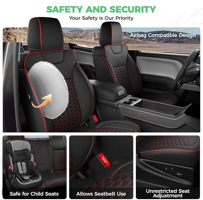 Custom Leather Seat Covers for Silverado/Sierra 1500 2014-2018, 2500HD 3500HD 2015-2019 Crew Cab Full Set with Jump Seat Cover (Armrest Storage Version Only),Truck Accessories