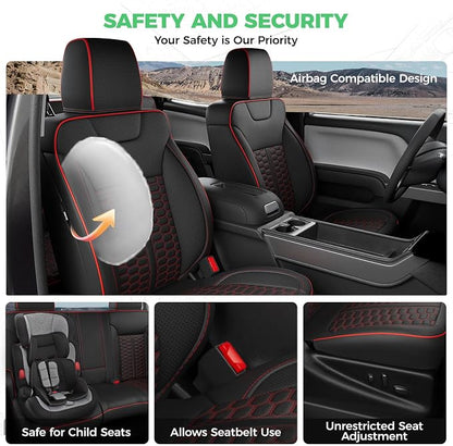 Custom Leather Seat Covers for Silverado/Sierra 1500 2014-2018, 2500HD 3500HD 2015-2019 Crew Cab Full Set with Jump Seat Cover (Armrest Storage Version Only),Truck Accessories