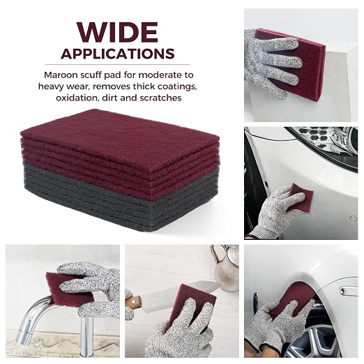 S SATC 6" x 9" 10 Pack General Purpose Scuff Pads,5 Each of Maroon and Gray Automotive Paint Primer Prep Adhesion Scratch Scuff Pads for Woodworking,Automotive Restoration