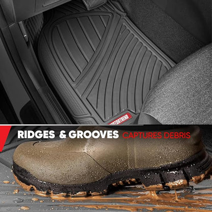Motor Trend 3-Row Heavy Duty Rubber Floor Mats & Liners for Car SUV Van, Front 2nd & 3rd Row Durable Polymerized Latex Full Interior Protection, Extra-High Ridgeline Design, Gray