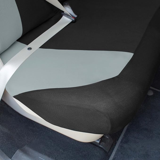 Universal Fit Chevron Flat Cloth Car Seat Covers Full Set - Gray