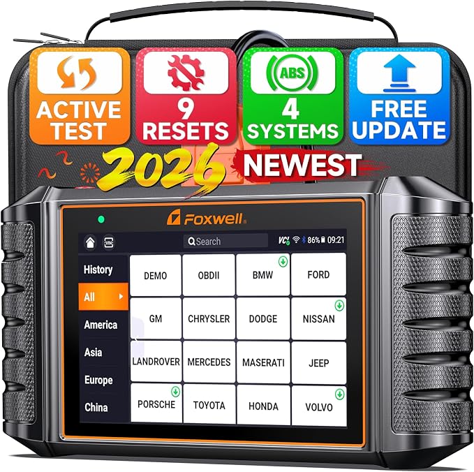 2026 FOXWELL NT716 Code Reader, 4-System OBD2 Scanner Diagnostic Tool for ABS, SRS, Transmission & Engine, 9 Reset, ABS Bleeding, AutoVIN, Live Data, Active Test, Lifetime Free Updates, Orange