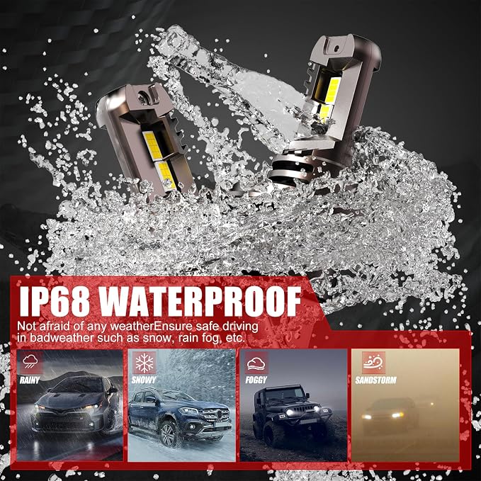 Bulb, 26000LM Super Bright 6500K 800% Brighter Bulbs with Turbo Fan, IP68 Waterproof, Plug-N-Play (H4/9003/HB2)
