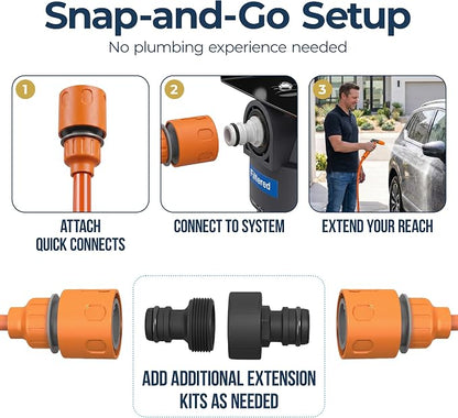 Spot Free Car Wash Rinse System Extra Water Tubing Hose Tube and Connector Pack, 50 Ft x 8 mm