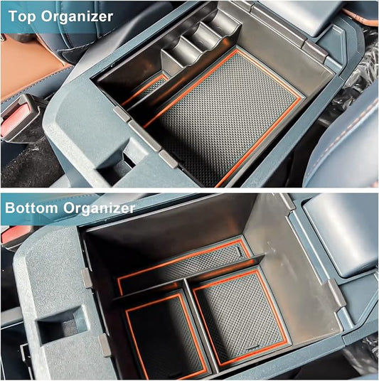 CDEFG for 2022-2026 Maverick Truck Center Console Organizer Tray 2022-2026 Maverick Armrest Trays Storage Box Coin Holder 2022-2025 2026 Maverick Truck Accessories, 2-Pack(Orange Trim)